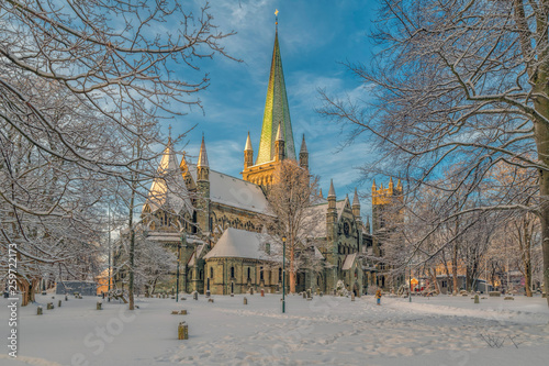 Trondheim Winter  Dom Nidaros  Schnee