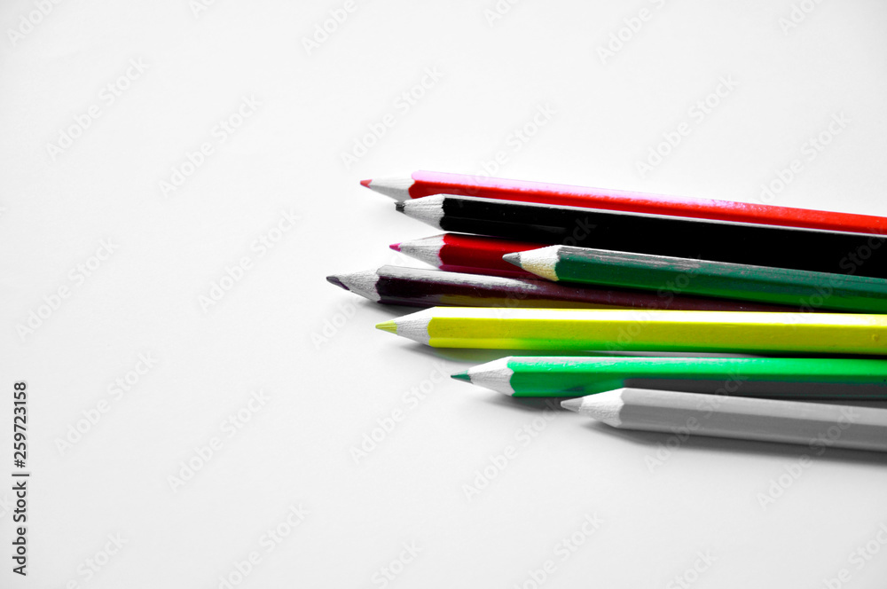 color pencils isolated on white background