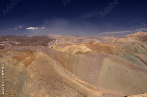 Rich mineral deposits are responsible for beautiful colors of  painted  mountains  Cordillera de Copiapo  Atacama desert  Chile