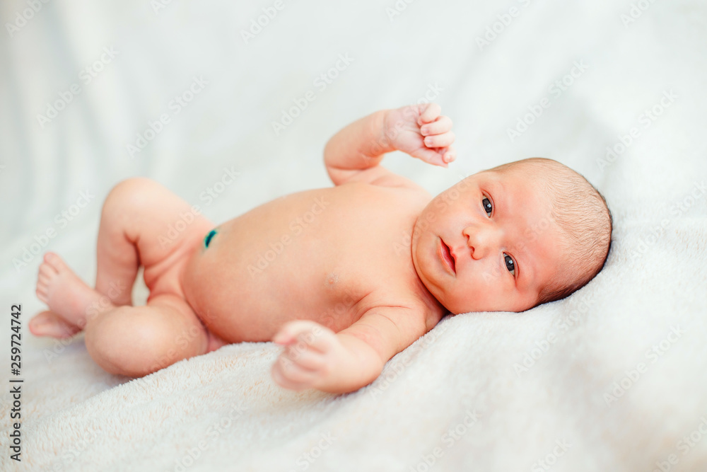 Newborn baby on a light background Newborn baby on a light background