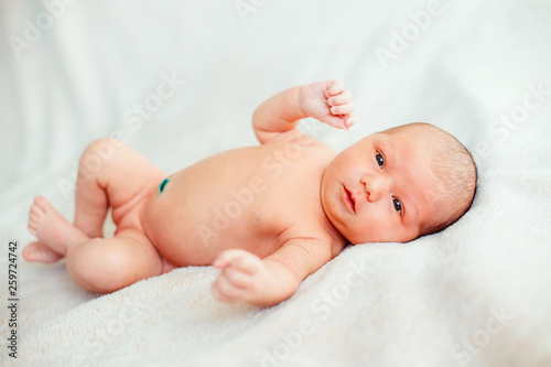 Newborn baby on a light background