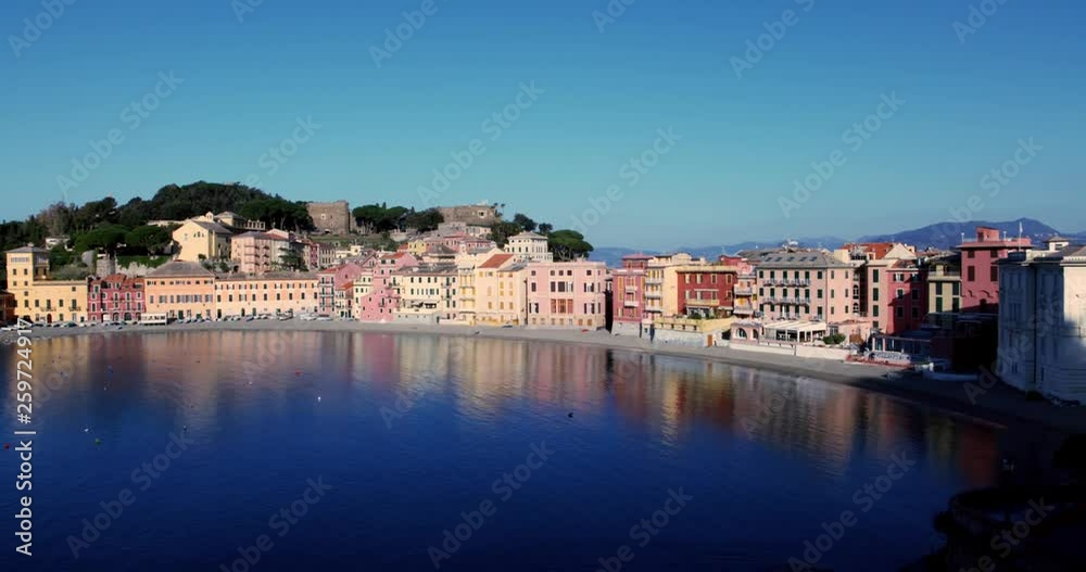 The Silent Bay at dawn, Sestri Levante, Liguria, Italy. Filmed on Panasonic Cinematic Camera 5.7K The Silent Bay at dawn, Sestri Levante, Liguria, Italy. Filmed on Panasonic Cinematic Camera 5.7K