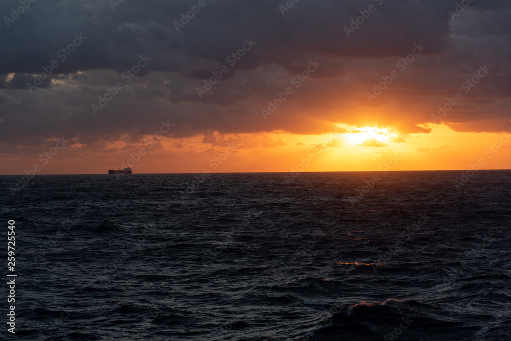 View from sunset cruise ship on the mediterranean sea