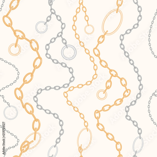 Seamless pattern with silver and gold chain for fabric design