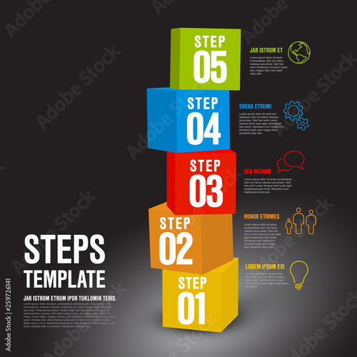 Five steps template with cubes