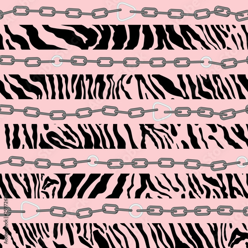 Trendy seamless pattern with gold silver chains on animal skin leopard zebra print for fabric design