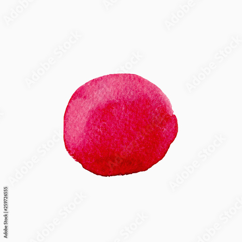 Abstract Watercolor red hand painted circle. Beautiful element for design. Color background