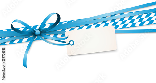 Oktoberfest blue ribbon bow with hang tag