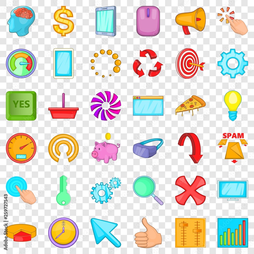 Workplace icons set. Cartoon style of 36 workplace vector icons for web for any design
