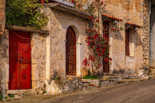 street in old town of Tseria village Greece