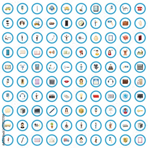 100 project planning icons set in cartoon style for any design vector illustration