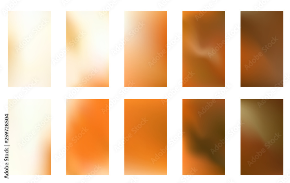 Vector gold blurred gradient style background. Abstract luxury smooth illustration wallpapers set 