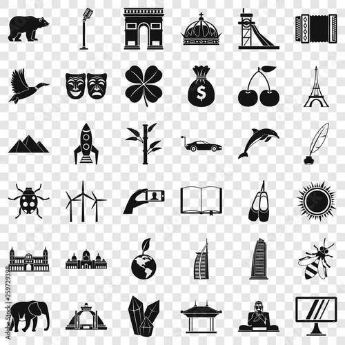 Around the world icons set. Simple style of 36 around the world vector icons for web for any design