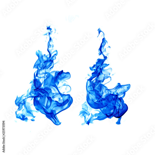 blue flames isolated on white background with clipping part
