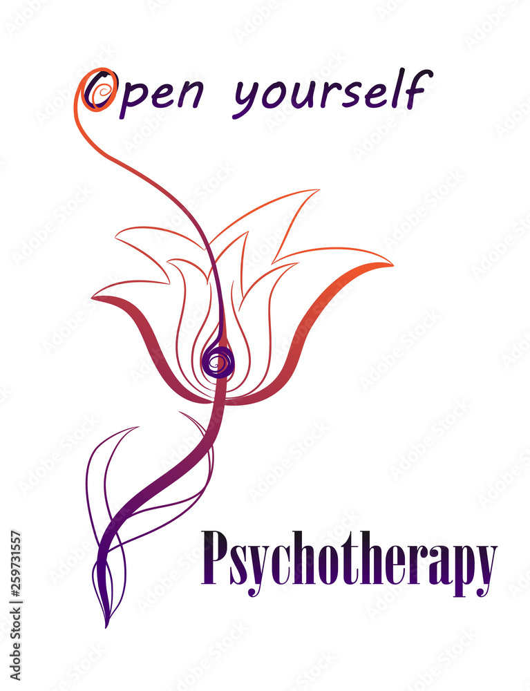 The combination of a psychological symbol of PSI and a flower. Design concept for psychotherapy. The analogy of the bud bloom is the bloom of personality. Open yourself. Vector illustration. The combination of a psychological symbol of PSI and a flower. Design concept for psychotherapy. The analogy of the bud bloom is the bloom of personality. Open yourself. Vector illustration.