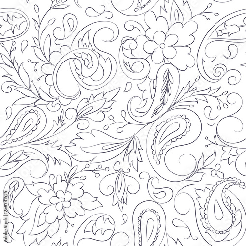 Vintage seamless pattern. vector paisley print. Traditional ethnic ornament. Asian motifs for fashion, interior, cover, textile, wrapping, scrapbook, background. Boho style