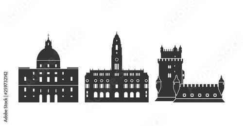 Portugal logo. Isolated Portuguese architecture on white background