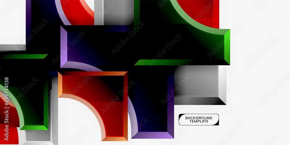 Fototapeta premium 3d futuristic shapes vector abstract background made of glossy pieces with light effects