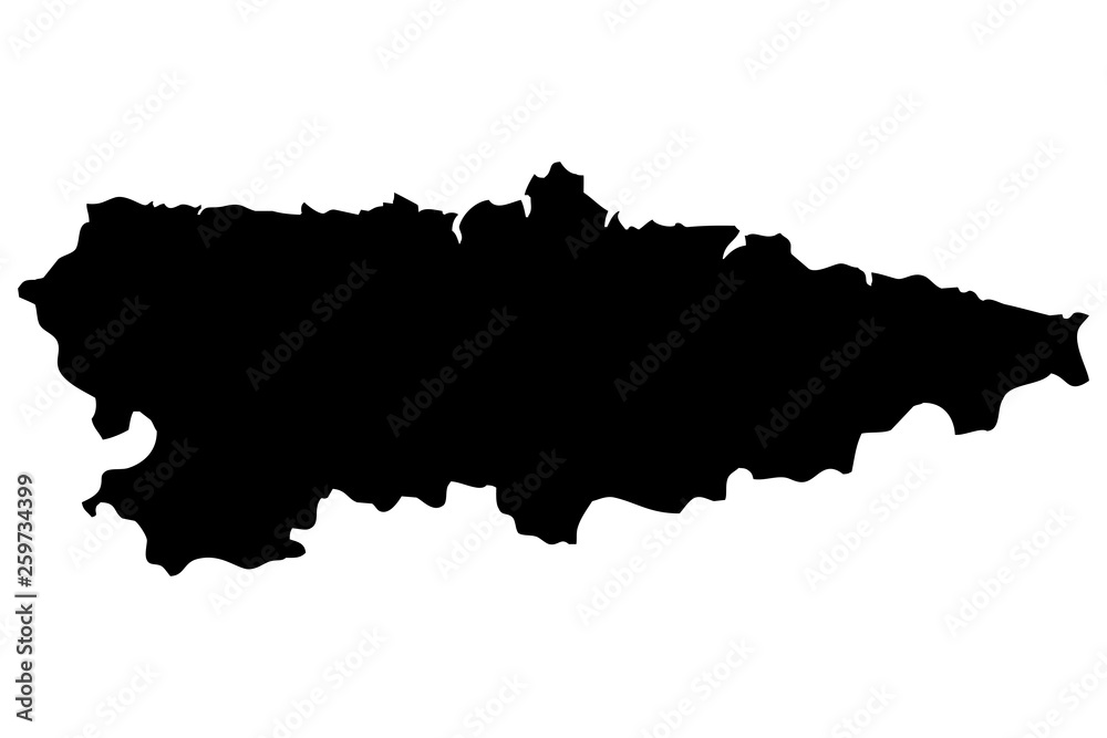 Mapa negro de Asturias.