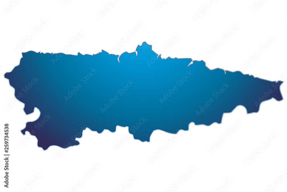 Mapa azul de Asturias.