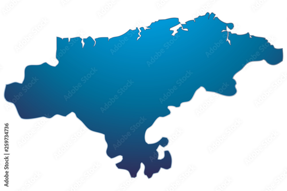 Obraz premium Mapa azul de Cantabria.