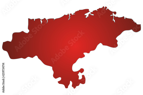 Mapa rojo de Cantabria.