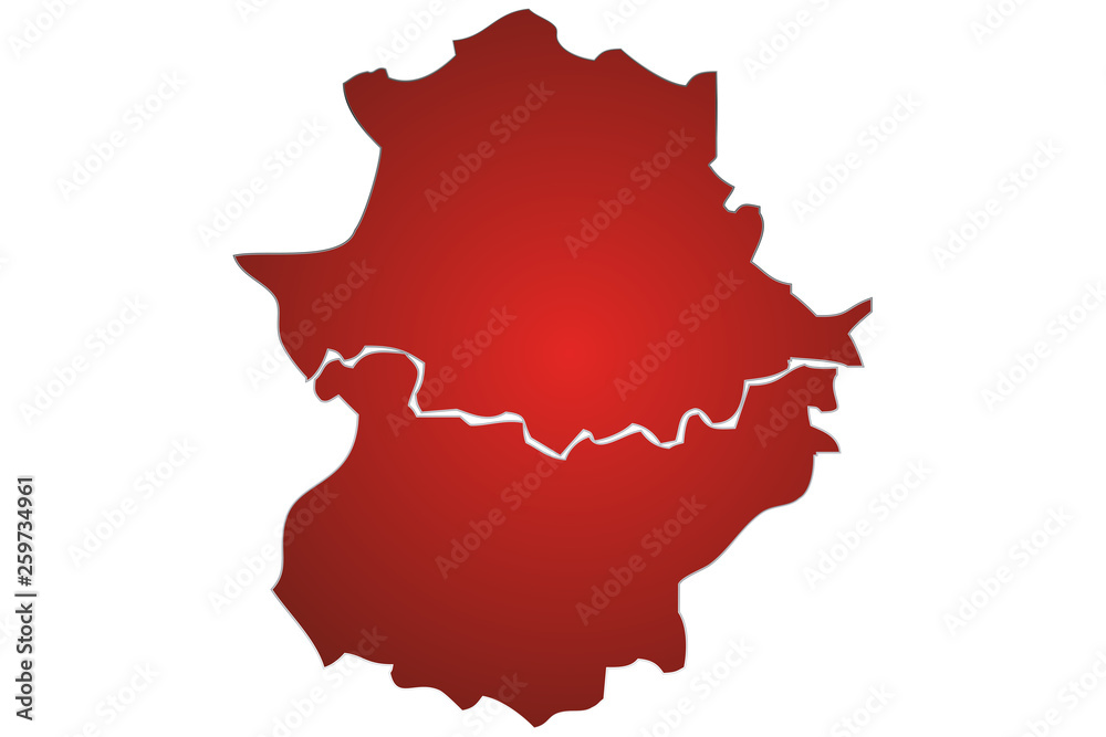 Mapa rojo de Extremadura. Mapa rojo de Extremadura.