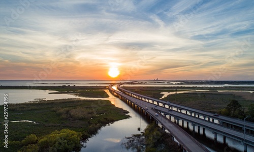 Sunset over Mobile Bay, Alabama  photo