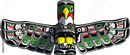 Hand drawn eagle totem in Duncan vector illustration. photo