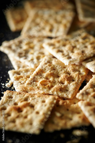 Cracker snacks with dramatic lighting