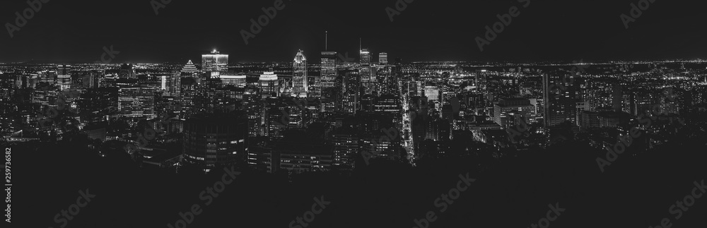 Montreal at night, black and white