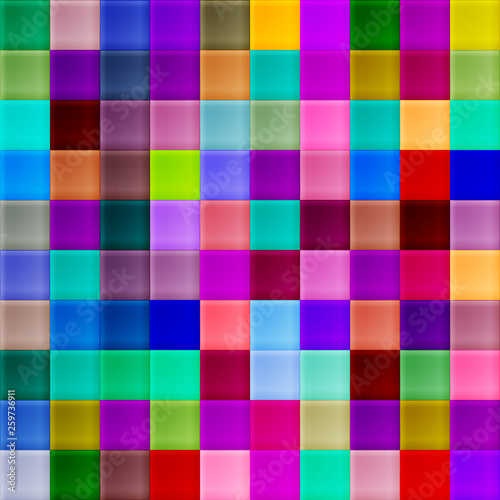Shiny and glossy colorful 3d square shapes mosaic background. Vector illustration.