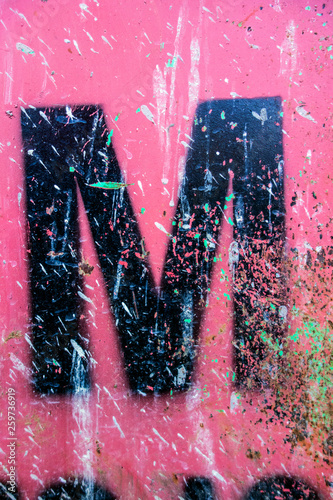 Written Wording in Distressed State Typography Found Letter m photo