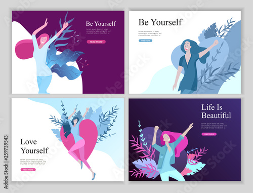 Web page design template for beauty dreams, International Womens Day, girls power, wellness, body care, healthy life, design vector illustration concept for website and mobile website development