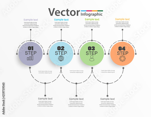 Vector illustration Infographic design template with icons and 4 options or steps. Can be used for process, presentations, layout, banner, info graph. Eps 10