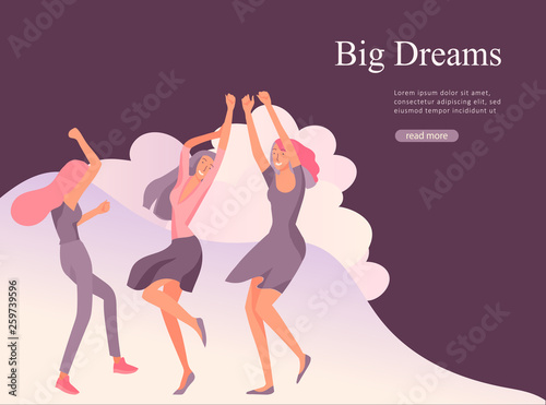 Web page design template for beauty dreams, International Womens Day, girls power, wellness, body care, healthy life, design vector illustration concept for website and mobile website development