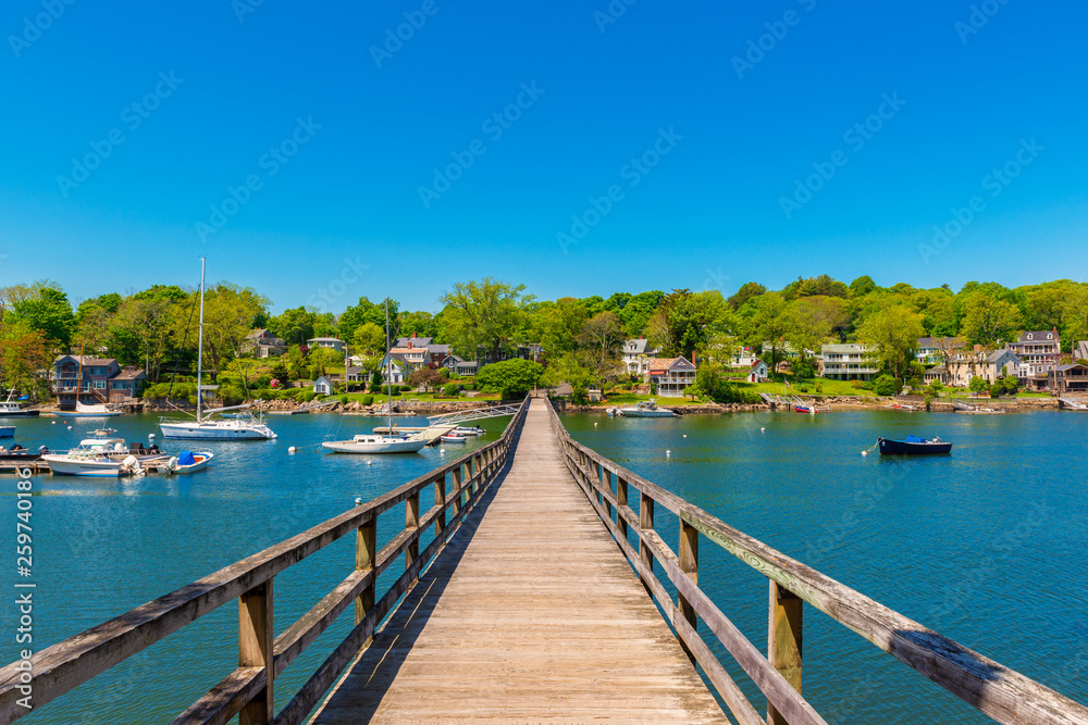 Bridge crossing canal in Gloucester Massachusetts USA