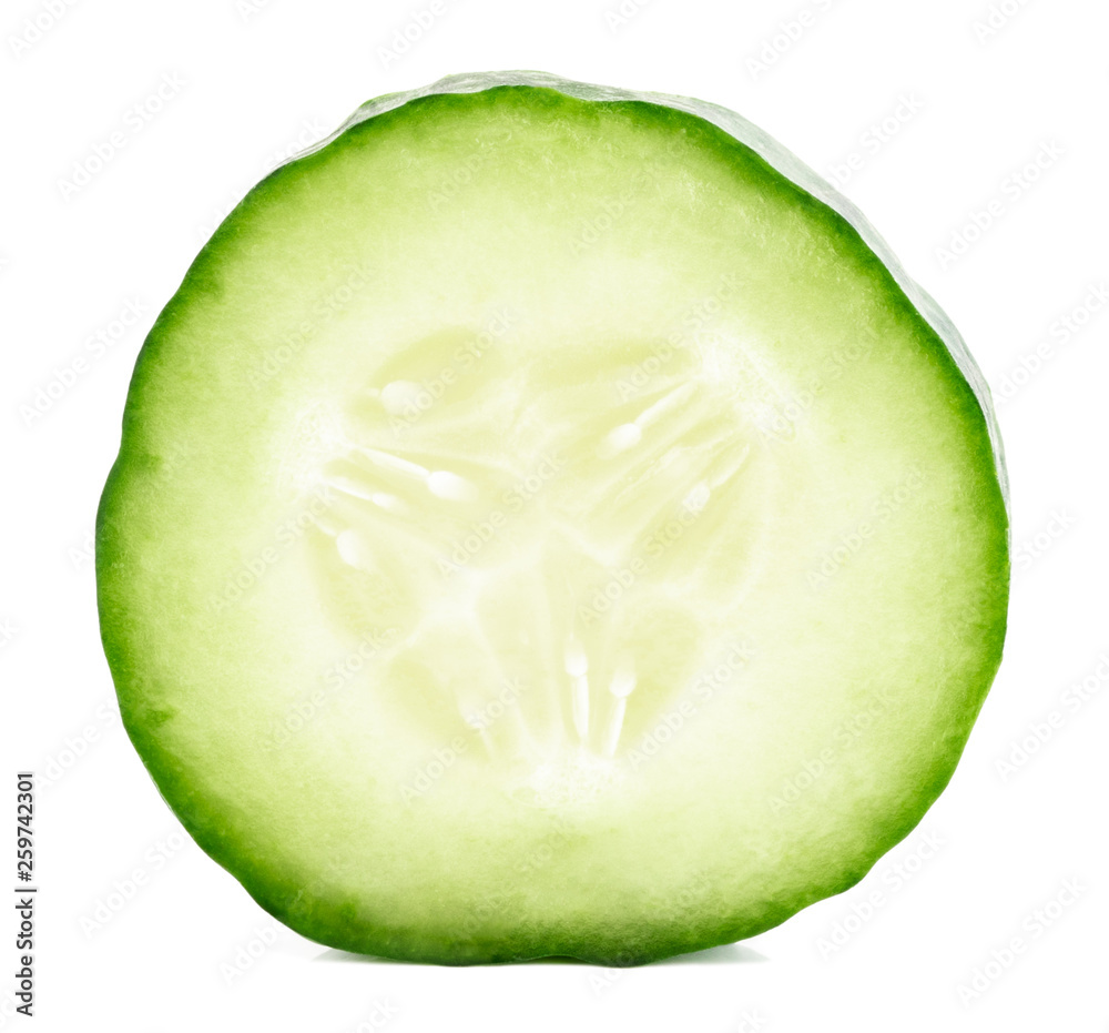 Slice of cucumber isolated on white background with clipping path Slice of cucumber isolated on white background with clipping path