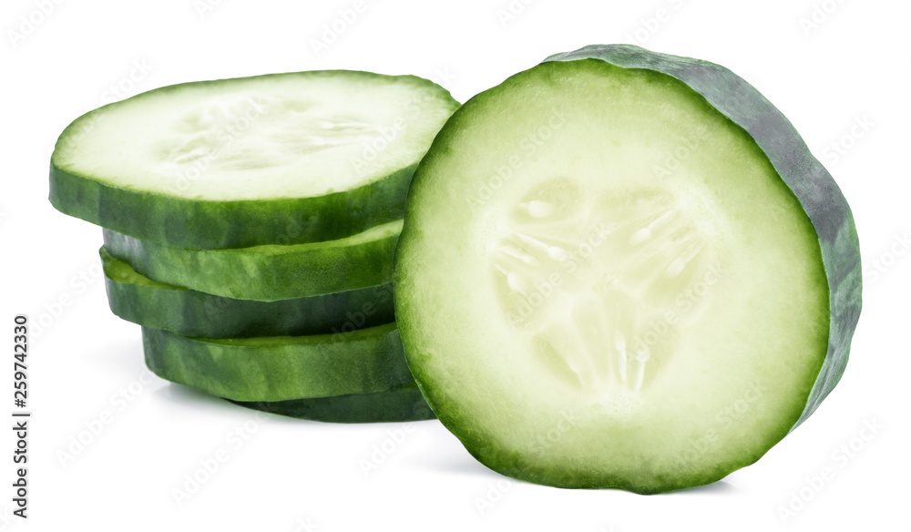 Slice of cucumber isolated on white background Slice of cucumber isolated on white background