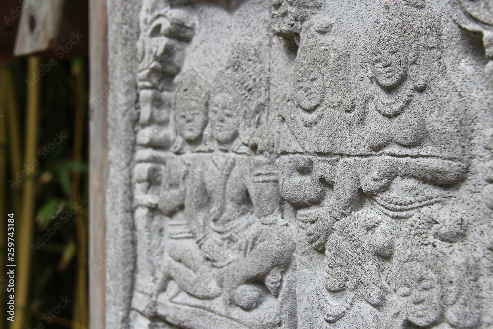 Hindu bas-relief in a park in France