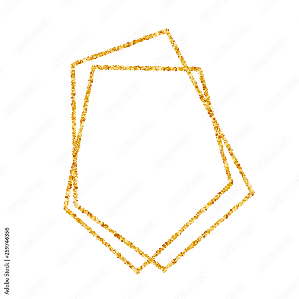 Geometric gold frame for wedding or birthday invitation background. Vector modern design template for brochure, poster or greetina card. Art Deco