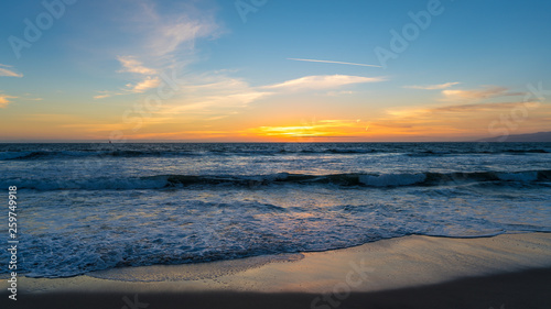 Scenic view of Venice Beach at sunset, California