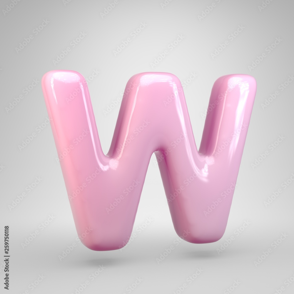 Bubble Gum pink letter W uppercase isolated on white background Bubble Gum pink letter W uppercase isolated on white background