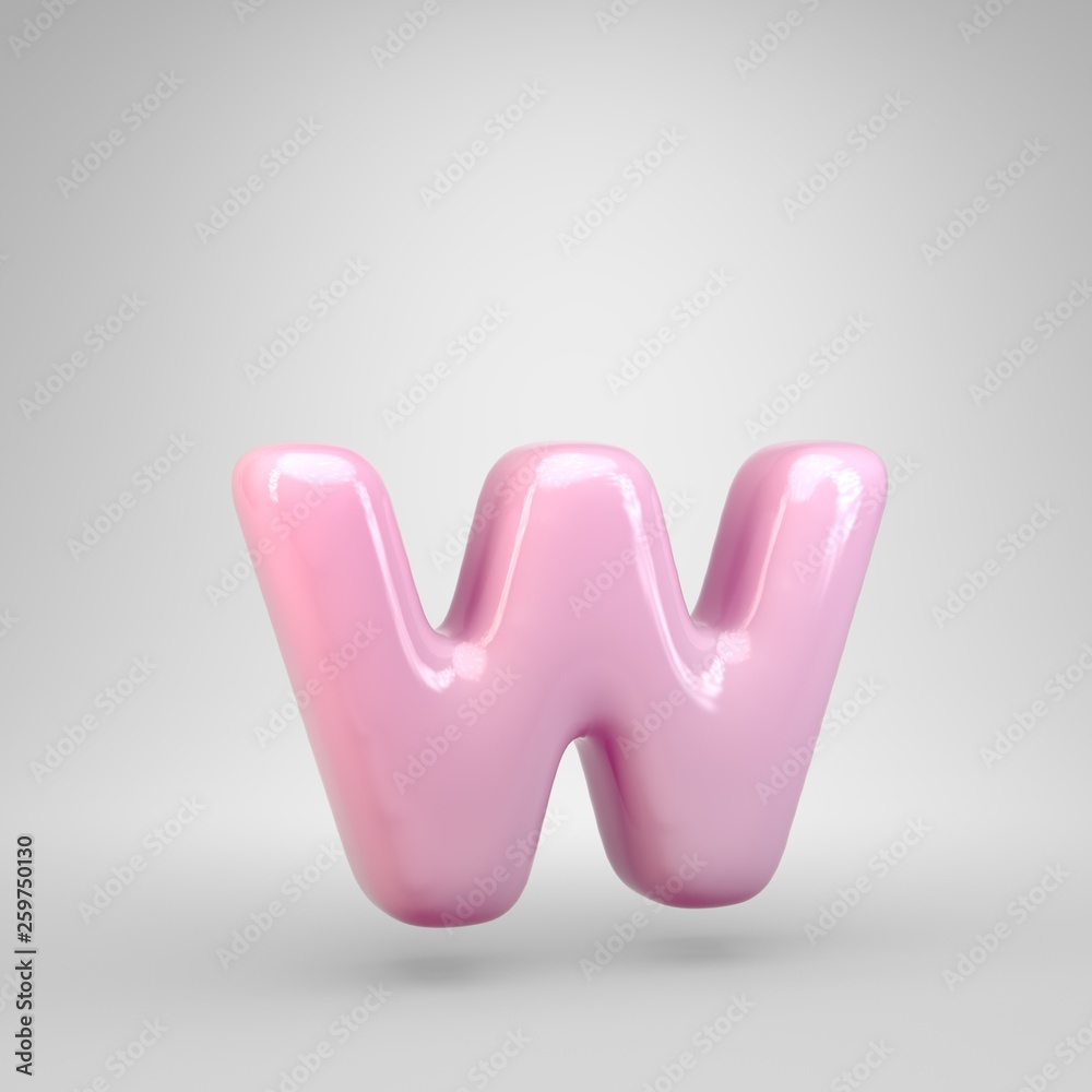 Bubble Gum pink letter W lowercase isolated on white background Bubble Gum pink letter W lowercase isolated on white background