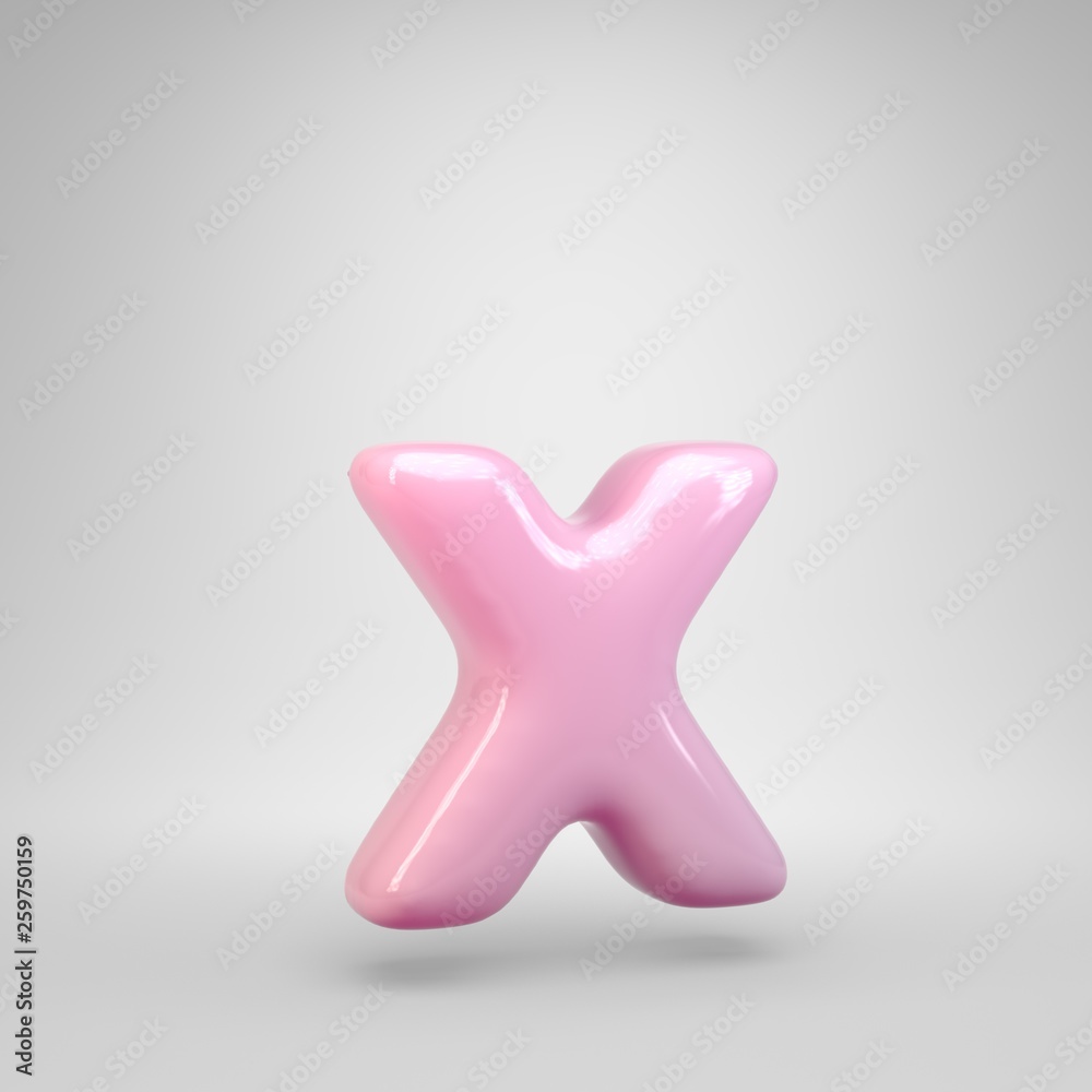 Bubble Gum pink letter X lowercase isolated on white background Bubble Gum pink letter X lowercase isolated on white background