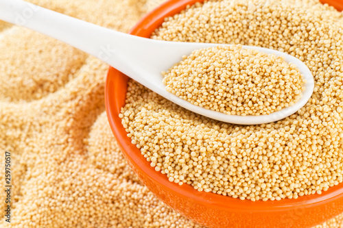 amaranth grains in spoon, superfood