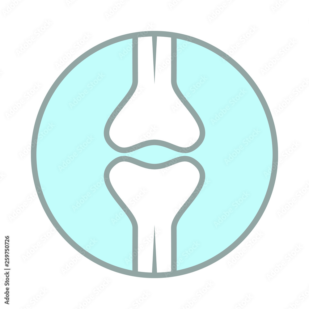 Icon joint. Human bones sign. Symbol human joint in circle isolated on white background. Logo. Vector illustration Icon joint. Human bones sign. Symbol human joint in circle isolated on white background. Logo. Vector illustration