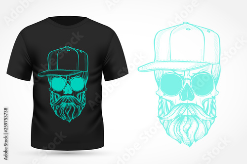Angry skull on t-shirt