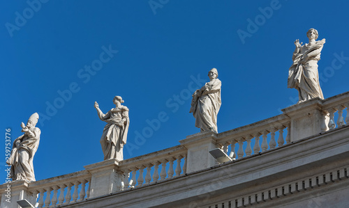 Statues (11 apostles) on the roof of St. Peter's Basilica,(san pietro plaza) Vatican © petiast