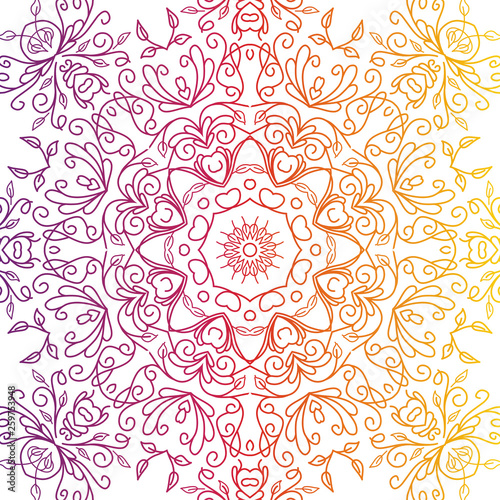 luxury ornamental mandala design background rainbow color, multicolored. Vector illustration